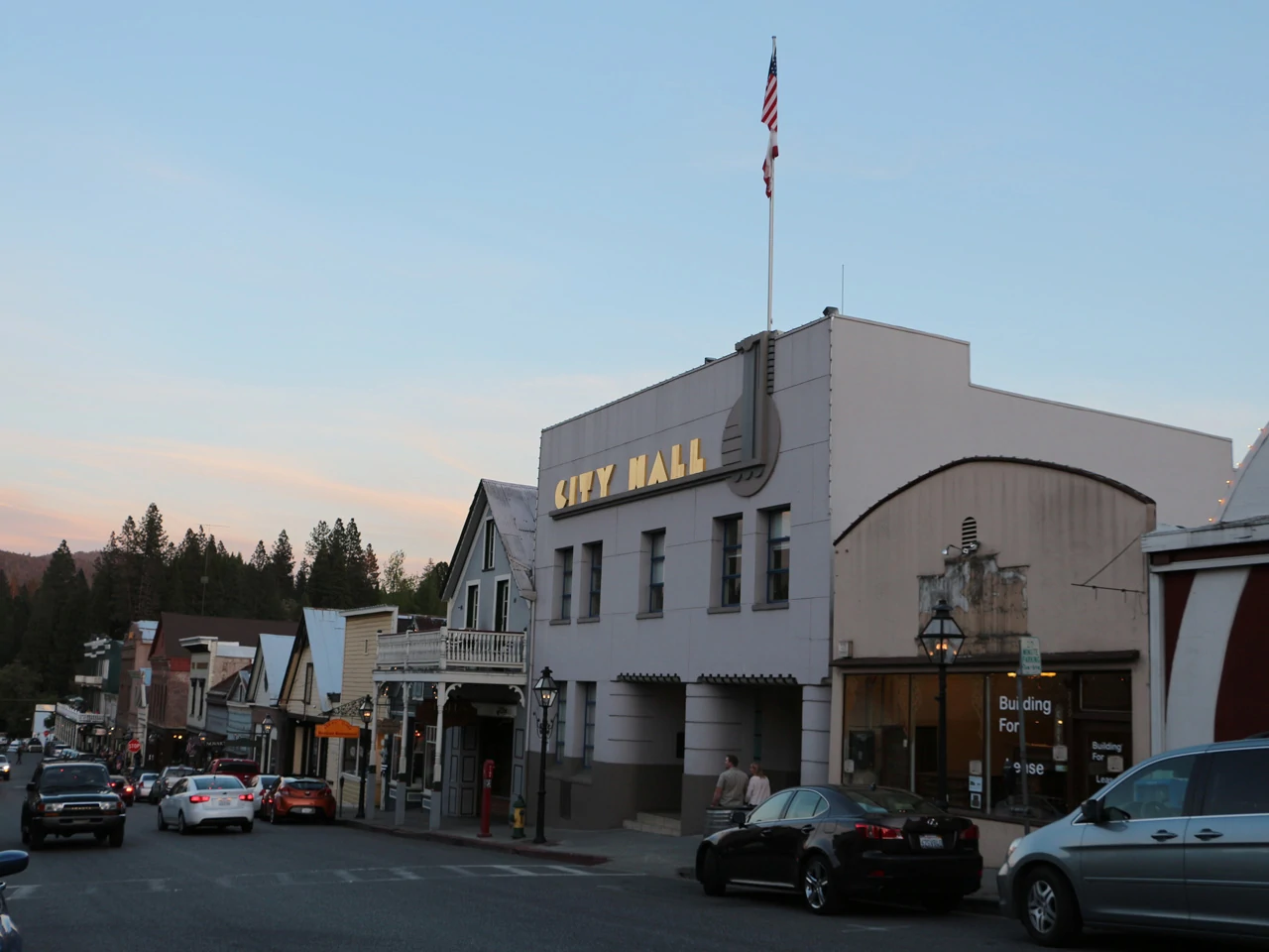 City Hall on Broad Street in Nevada City, California.